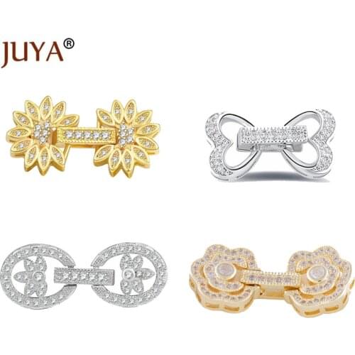 DIY Jewelry Handicraft Accessories Luxury Zircon Rhinestone 4 Types Fastener Clasps For Making Pearl Bracelet Necklace Component