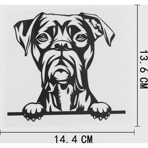 14.4CMX13.6CM Funny Boston Terrier Peeking Decal Vinyl Car Sticker Black/Silver 8A-0554