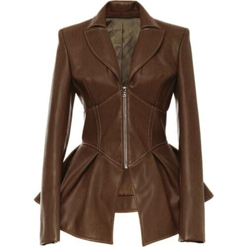 2019 Gothic faux leather PU Jacket Women Winter Autumn Fashion Motorcycle Jacket Black leather coats Outerwear Coat Halloween