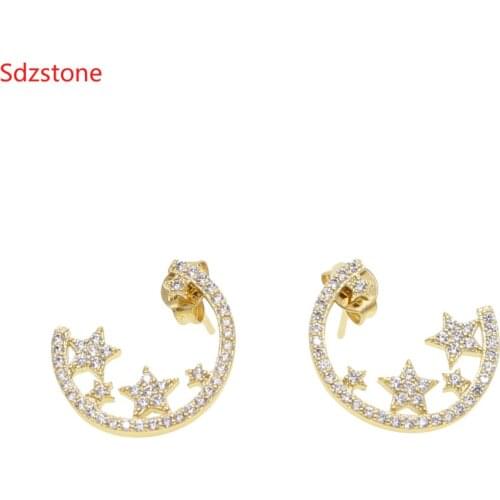 Cz stone Brincos Star Earrings Punk Stud Earring color cz Earings for Women Statement Jewelry Wholesale
