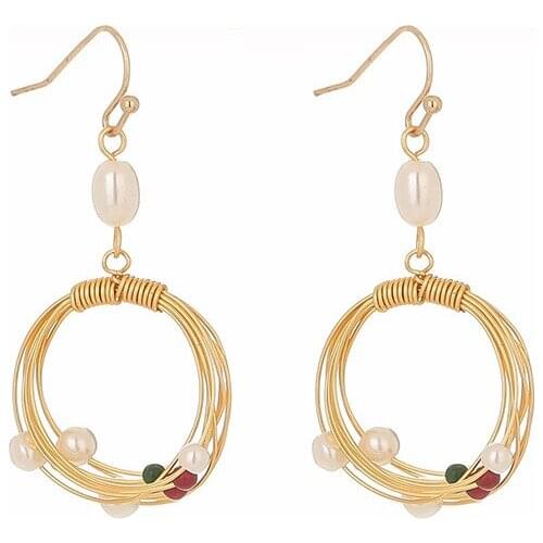 Boho Chic Hoop Earrings for Women Girl Female Jewelry Korean Fashion Simplicity Decorations Handmade Imitation Pearls Ear Rings