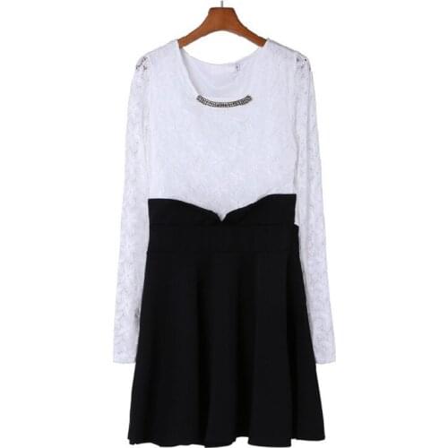 2022 Autumn Patchwork Lace Womens Dress Long Sleeve Party Dress Kawaii Women Dress Vestido