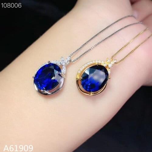 KJJEAXCMY boutique jewelry 925 sterling silver inlaid blue corundum gemstone female necklace pendant mini