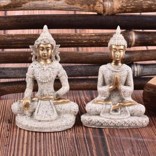 1PC Buddha Statues Resin Thailand Buddha Sculpture Fengshui Figurine Home Decor Resin Sitting Miniature Home Decor