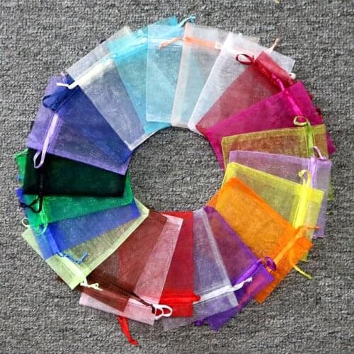 100pcs/lot Multicolors Organza Bags 13x18cm Wedding Decoration Cosmetics Jewelry Packaging Bags Party Favors Tulle Gift Bag