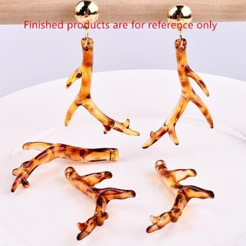 2017 New style 30pcs/lot Leopard printing cartoon tree branch shape resin beads charms diy jewelry earring pendants accessory