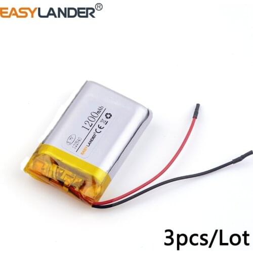 3pcs /Lot 3.7v lithium Li ion polymer rechargeable battery 122540 1200mAh for DVR RECORD MP3 MP4 GPS SMART WATCH SPORT CAMERA