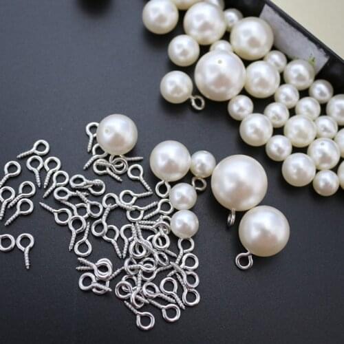30PCS Imitation Pearl Rivets DIY Garment Accessories Pearl Screw Rivet Spikes For Cloth Trinkets Hat Crafts Decoration Button