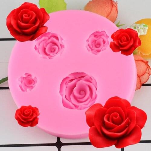 3D Rose Flower Silicone Mold Fondant Cake Decorating Tools Cupcake Chocolate Cookie Soap Polymer Clay Resin Baking Molds
