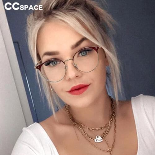 48322 Round Cat Eye Anti Blue Light Women Grade Optical Transparent Glasses Metal Frame Men Fashion Computer Eyeglasses