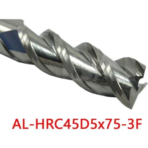 5pc 5mmx75mm/ 10mmx75mm HRC45 3 Flute Carbide aluminum End Mill CNC Milling Cutter Bit Tool