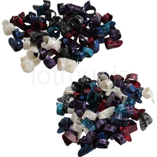 50 Pcs Guitar Tumb Finger Picks and 50 Finger Picks Plectrum Set Celluloid Mix Color