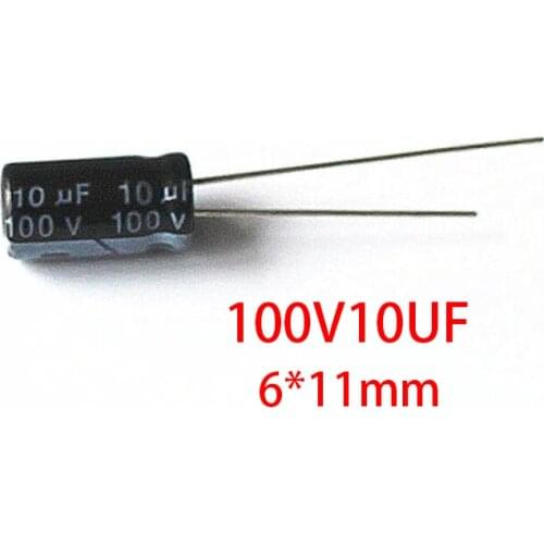 50PCS Higt quality 100V10UF 6X11mm 6.3*11 10UF 100V Electrolytic capacitor