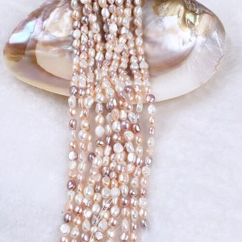 8-9mm Raw Cultured Freshwater Baroque Pearl Strand Mixed White Pink Purple Color Beads Straight Hole