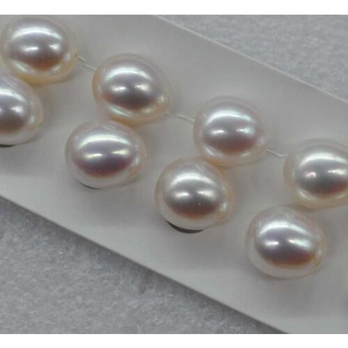 AAA Wholesale 10 pairs near drop loose pearl half drilled 10*11-12mm