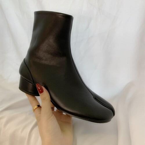 XGRAVITY Branded Autumn Winter Boots Elegant Ladies Round Split Toe Shallow Women Ankle Boots Lazy Zipper Genuine Leather Shoes