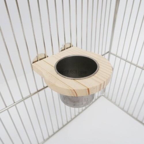 Bird Feeding Cups with Clamp Parrot Cage Hanging Food Water Bowl Stainless Steel Coop Cup Feeding Dish Feeder Bird Bowl