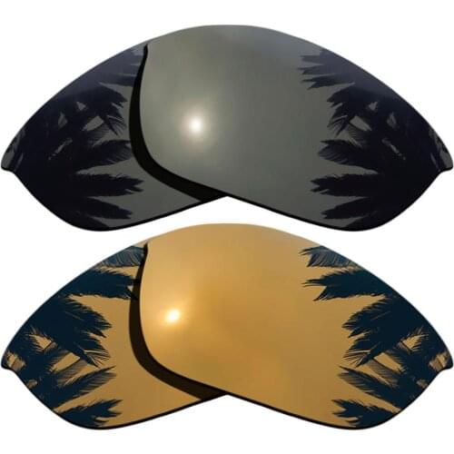 Black & Bronze Gold Mirrored Polarized Replacement Lenses for Half Jacket 2.0 Frame 100% UVA & UVB