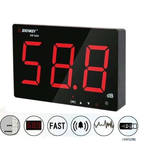 SNDWAY Digital Sound Level Meter 30~130db Noise db Meter Measuring Large Screen Hanging Type Noise Decibel Monitoring Tester 525