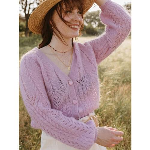 Tricoté creux pull femme automne hiver élégant à manches longues col V profond pull 2021 Chic bureau dame Cardigan pull