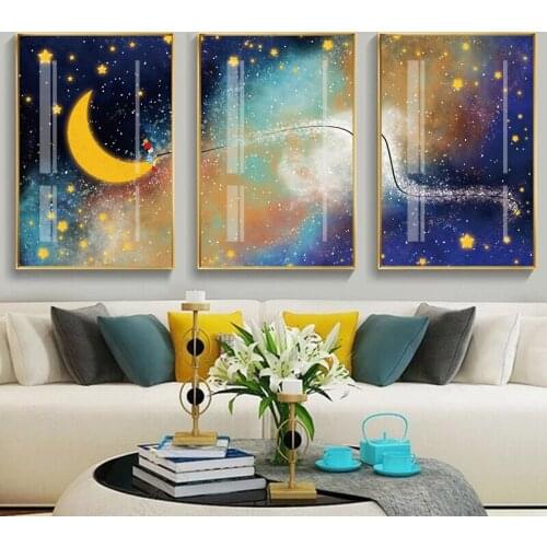 Baby Room Decor Natural Stars and Moon Poster Prints on Canvas Art Scandinavian Modern Wall Picture Dropshipping Canvas Painting