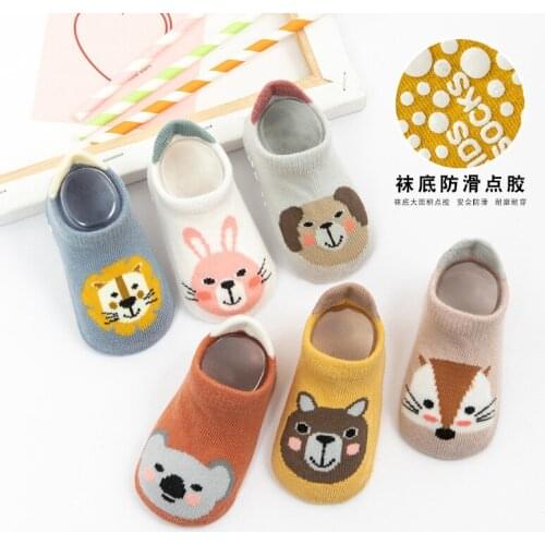 Baby Kid Boy Girl Autumn Winter Children Floor Socks Anti Slip Cartoon Animal Knit Ankle Grip Sock 3pair/lot