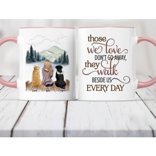 Girl and Dogs Personalized Mug Colorful Coffee Mugs Cup Pet Gift DIY Custom Made Up to 4 Dogs RR2055