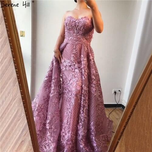 Dubai Pink Off Shoulder Sexy Fromal Dresses 2020 Sleeveless Handmade Flowers Crystal Evening Gowns Real Photo BLA70186