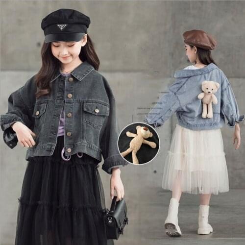 Girl Denim Jacket 2021 Spring Kids Clothes Fashion High-grade Girls Clothes 10 12 Year Children Coats Kids Jacket