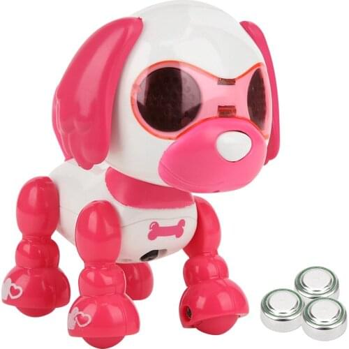 Electronic Intelligent Touch Sensoring Robot Dog Toy Children Early Education Toy Kid Gift(Rose Red )