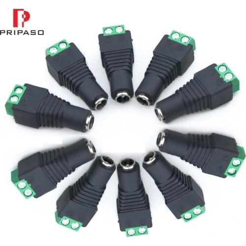 DC Power Cable Female Plug Connector Adapter Jack 5.5mm x 2.1mm DC plug for Led Strip Lights CCTV Camera Accessories