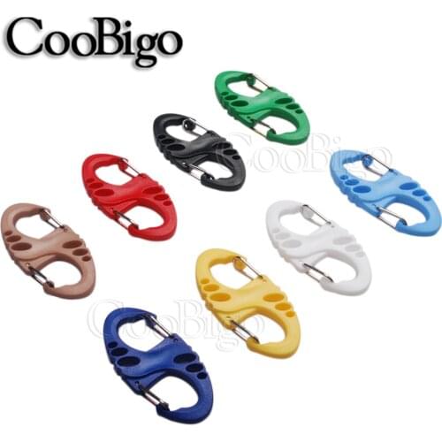 5pcs Colorful Carabiner S Shape Snap Clip For Backpack Climbing Outdoor Camping Paracord Survival Gear Buckles Key Chain Kits