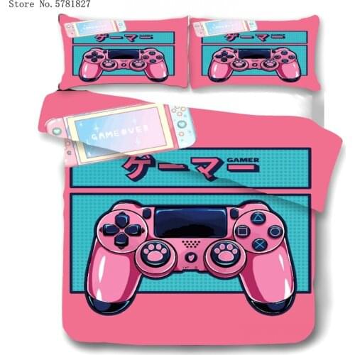 Gamepad Bedding Set 2/3 Pieces Game Console Duvet Cover Pink Black Home Kids Bed Cover Set Single Queen King Bed Quilt Cover