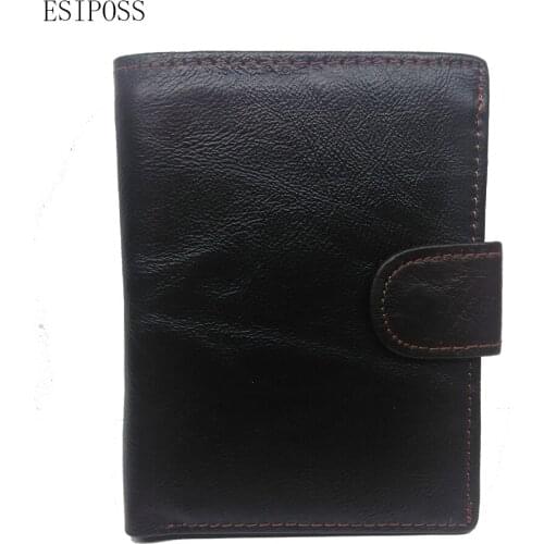 2018 Esiposs Leisure Retro Genuine Leather Wallets Small Purse Casual Men Short Three Fold Wallet Coin Pocket carteira masculina