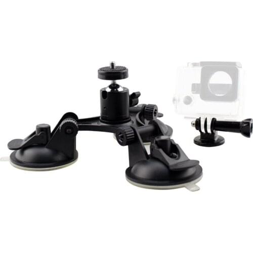 Triple Cup Suction Mount for Gopro Hero 5 4 Session 3+ 3,Firm 3 Sucker Suction Cup Mount for Car Window Windshield with Tripod m