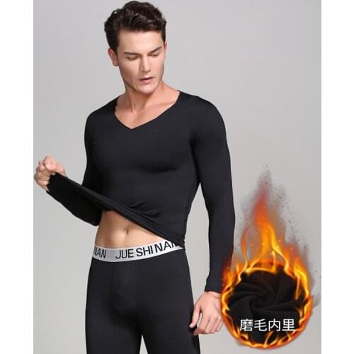 Mens Thermal Underwear Fleece Lined Ultra Soft Brushed Thermal Pants Bottoms Long Johns and Top Autumn Winter Set