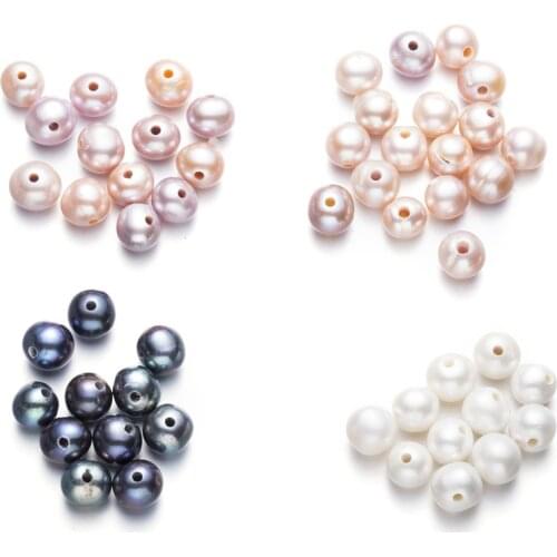 10pcs/lot natural real pearl round with 2mm hole jewelry diy material white peach purple peacock color