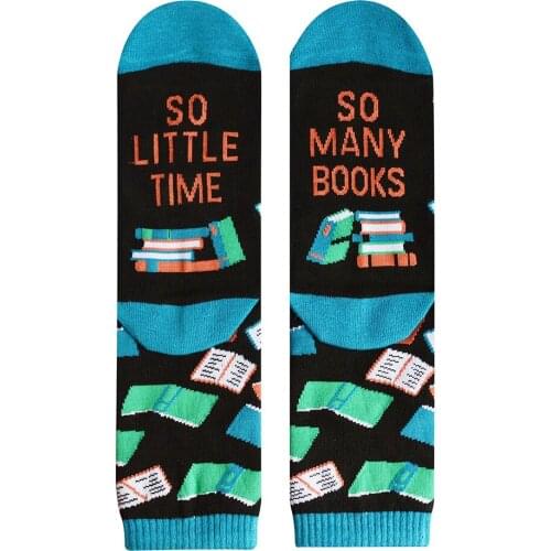 Women Men Cartoon Socks, Thick Socks, Middle Tube Skiing Sports Sleep Home Gift Warm Knitting Words Wear