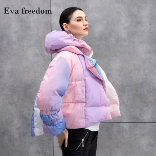 New fashion Iridescent fluffy duck down warm oversized down parkas coat female winter coats bread style hooded warm jackets F769