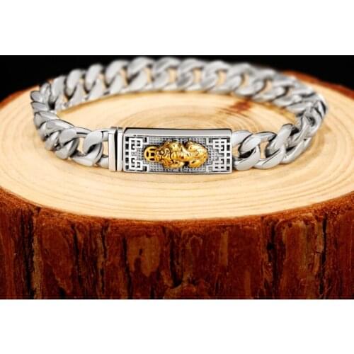 New Luotai Old Silversmith Paixiu Bracelet Male Korean Style Trendy Single Street Hip-hop Trendy Male Personality Fashion Trend