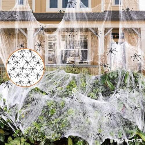 New Halloween Scene Props Decoration Elastic Spider Web Spider Haunted House Bar Ktv Scene Layout Horror Party Decoration