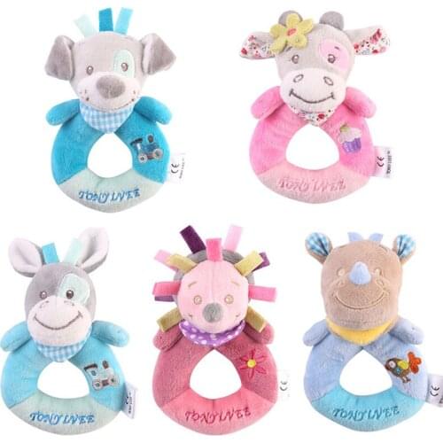 Plush Baby Rattle Mobiles Toys 0-12 Months Cartoon Animal BB Stick Hand Bell Rattle Toddler Soft Stuffed Toy Educational Doll