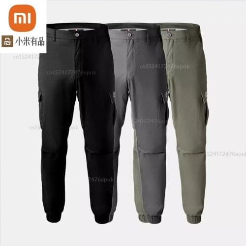 Xiaomi youpin multi-pocket casual overalls mens slim casual pants spring and summer mens trousers