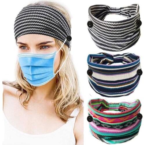 Button headband popular sports Yoga hairband sweat absorption elastic super wide womens knot hair accessories