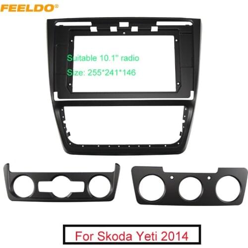 FEELDO Car Audio Fascia Frame Adapter For Skoda Yeti 2014 9" Big Screen 2DIN Dash Fitting Panel Frame Kit