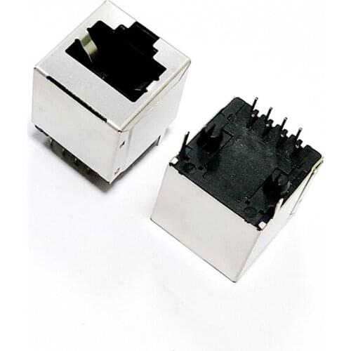 RJ45 ConnectorUpright RJ45 Socket PCB Mounting Network Adapter For Ethernet Network Data Transfer 1pcs