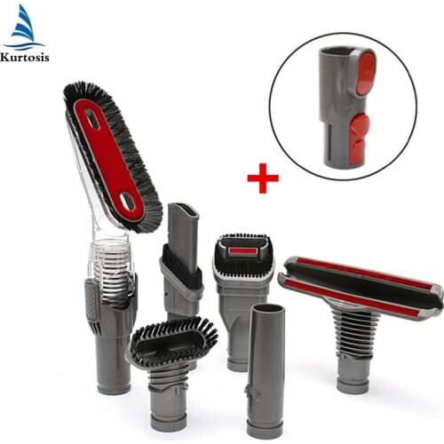 7pcs/lot Dust Brush & Mattress & Soft brush & Stiff Bristle & Nozzle & Adapter For Dyson V7 V8 V10 FLUFFY V10 Absolute