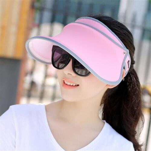 10p Women Sun Hat Wide Brim Anti-UV Female Sunscreen Shade Hat High Elastic Girl Summer Empty Top Visor Cap Fishing Running Cap