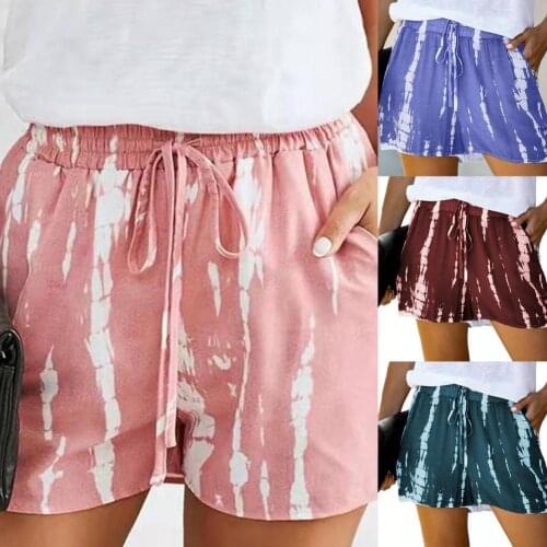 Womens Shorts Summer Tie Dye Shorts Pockets Stripe Cotton Women Comfy Drawstring Shorts for Club 2021 Casual Streetwear Clothes