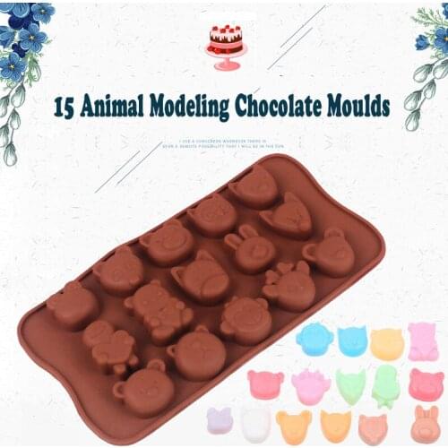 Cute Rabbit Bear Pup Lamb Tiger Frog Monkey Chocolate Silicone Mold Cake Decorating Mould Tool Fondant For Baking Accessories
